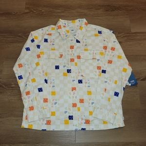 VANS Women's ANAHEIM PAISLEY CHECK LONG SLEEVE BUTTONDOWN TOP Size XL New